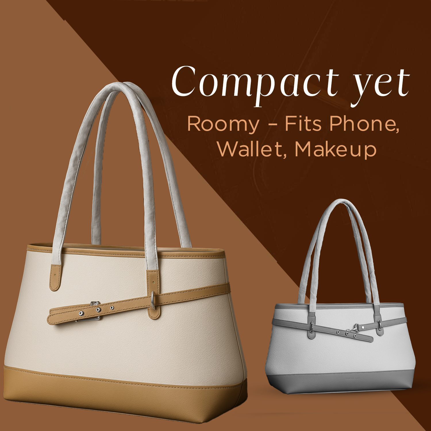 Classic Buckled Beige Bag