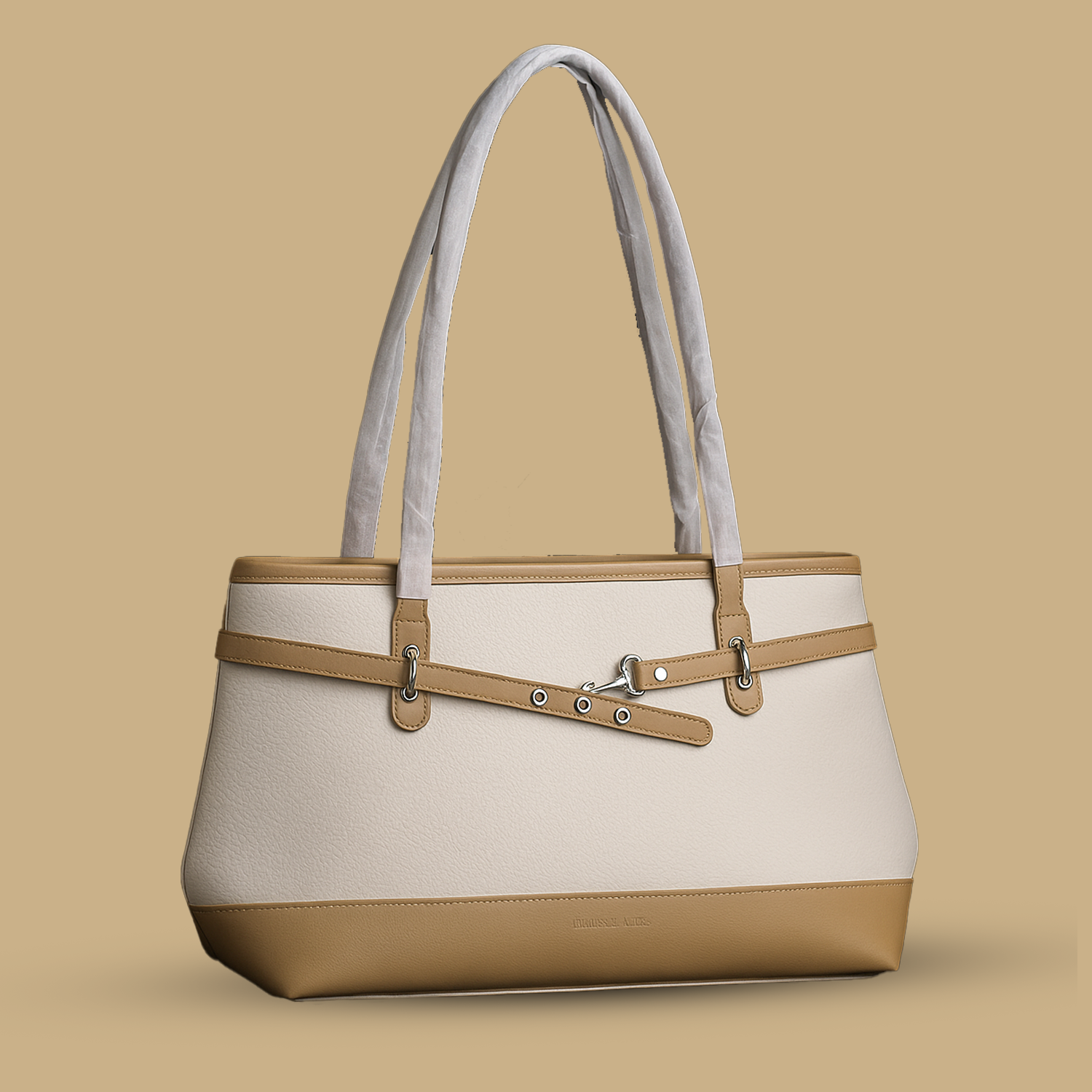 Classic Buckled Beige Bag