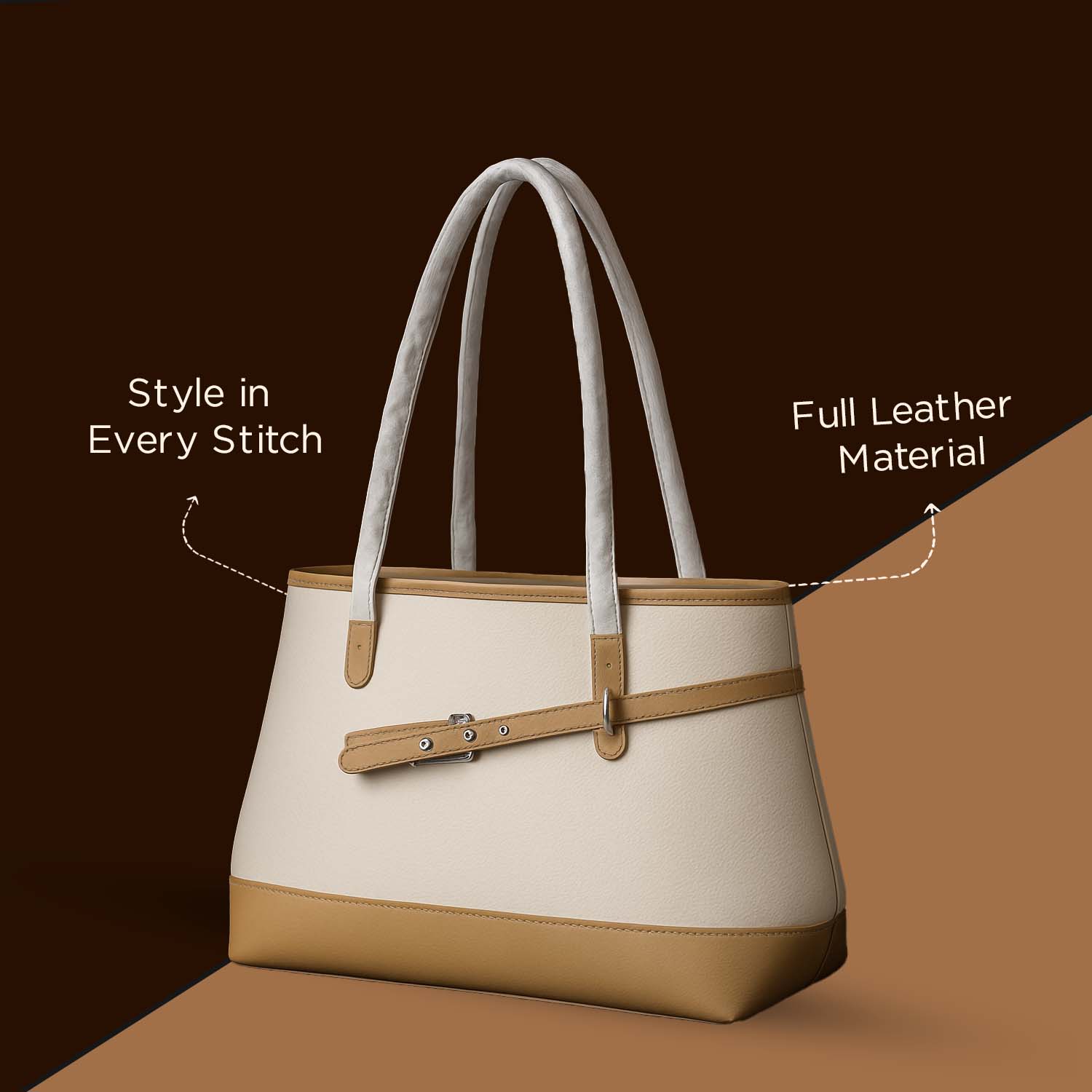 Classic Buckled Beige Bag